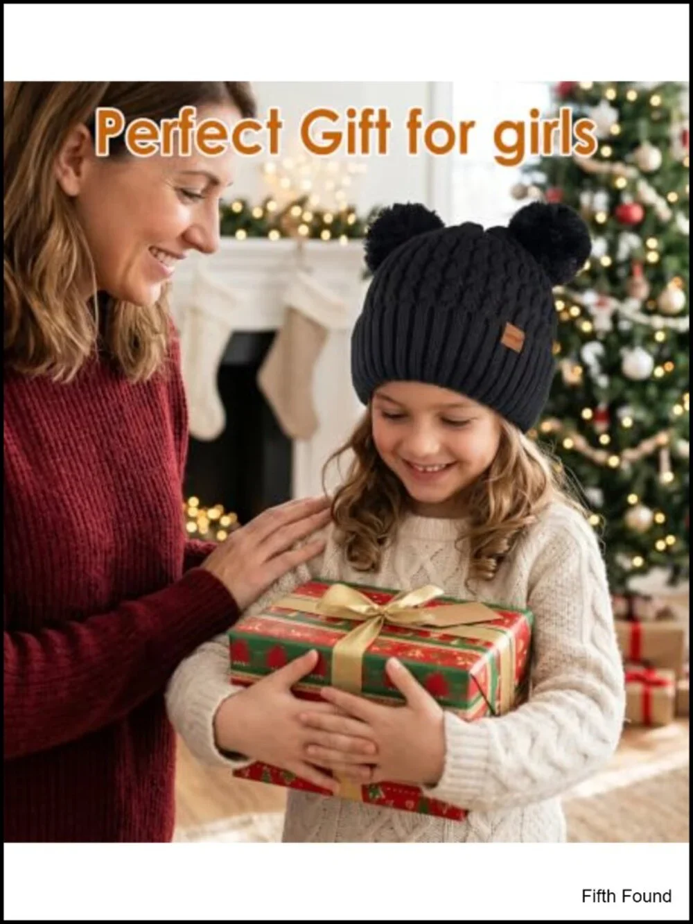 Kids Winter Hat Gloves Scarf Earmuffs 4Pc Set Acrylic Polyester